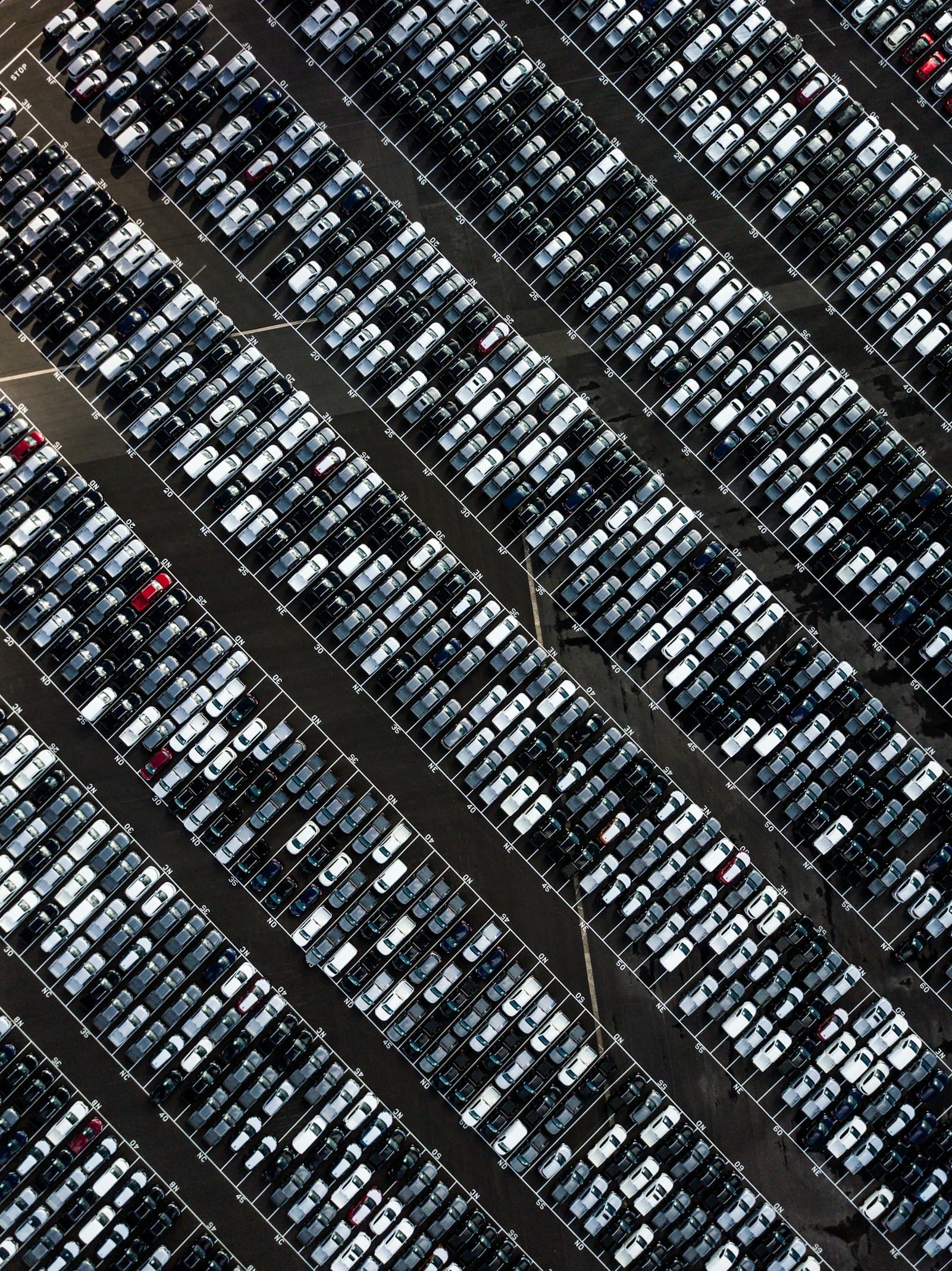 Aerial photography of a large parking lot