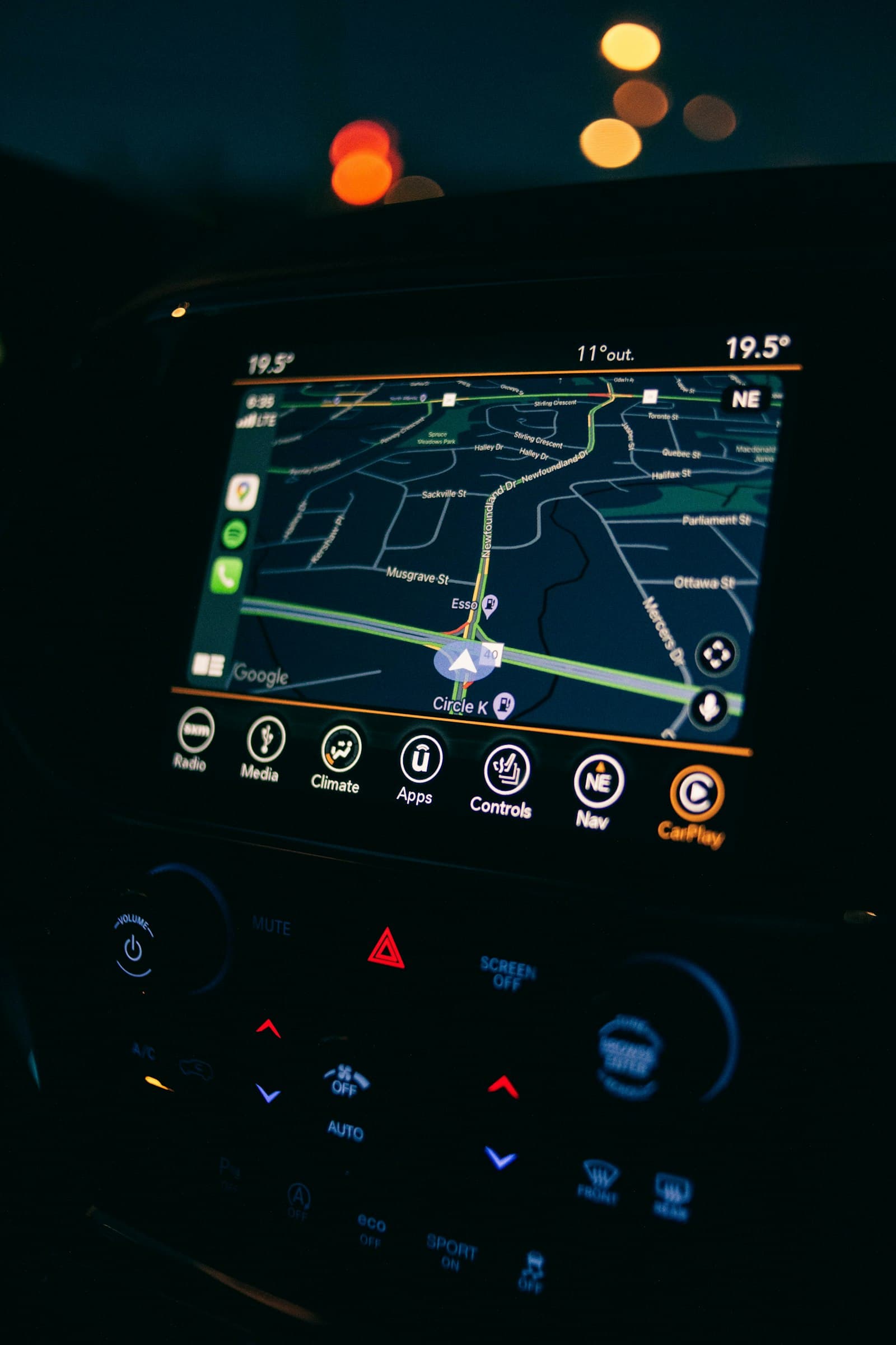 Car dashboard with a GPS device in the middle