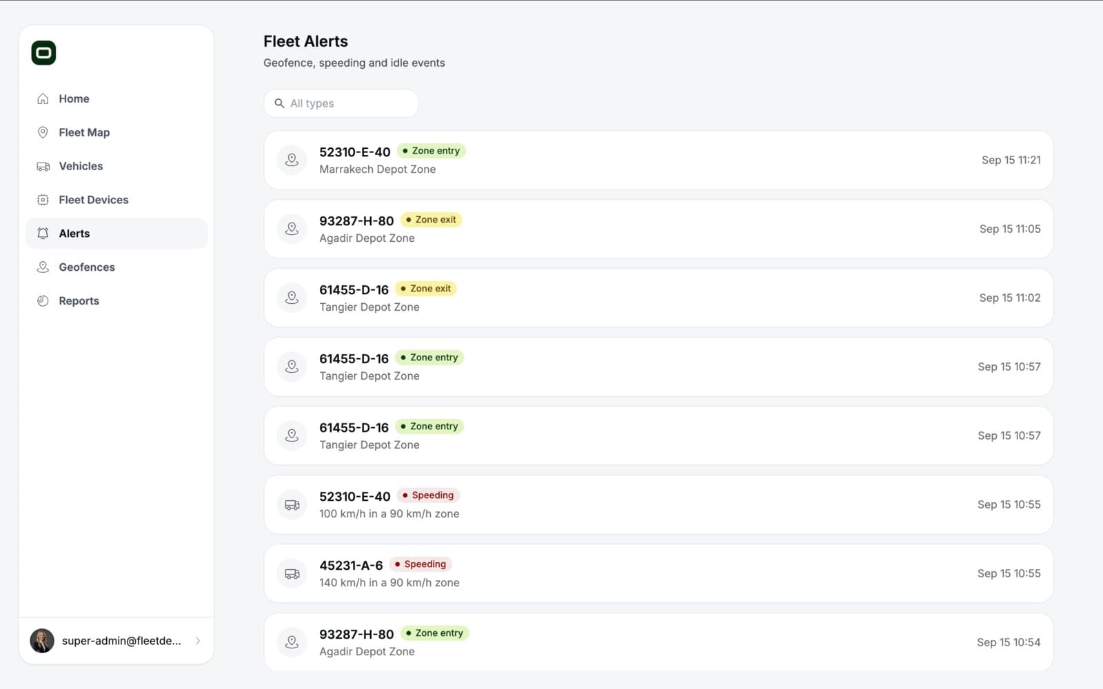 Opilote fleet alerts