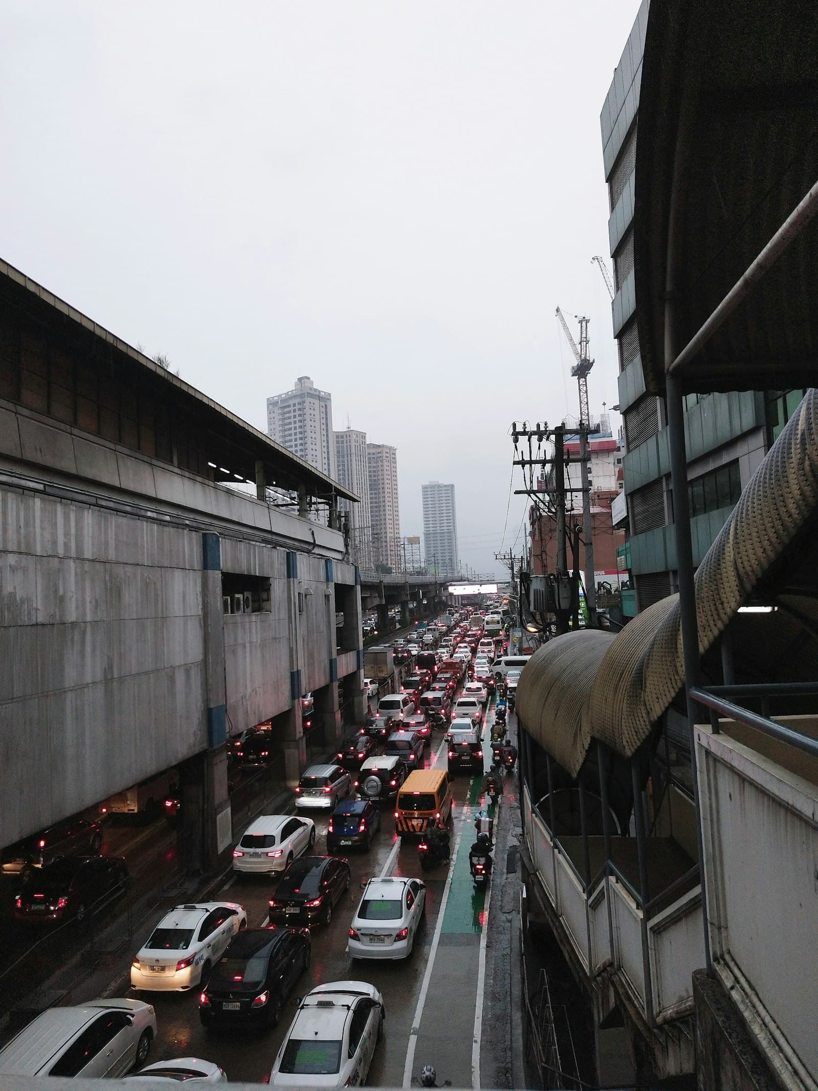 Busy city street filled with traffic