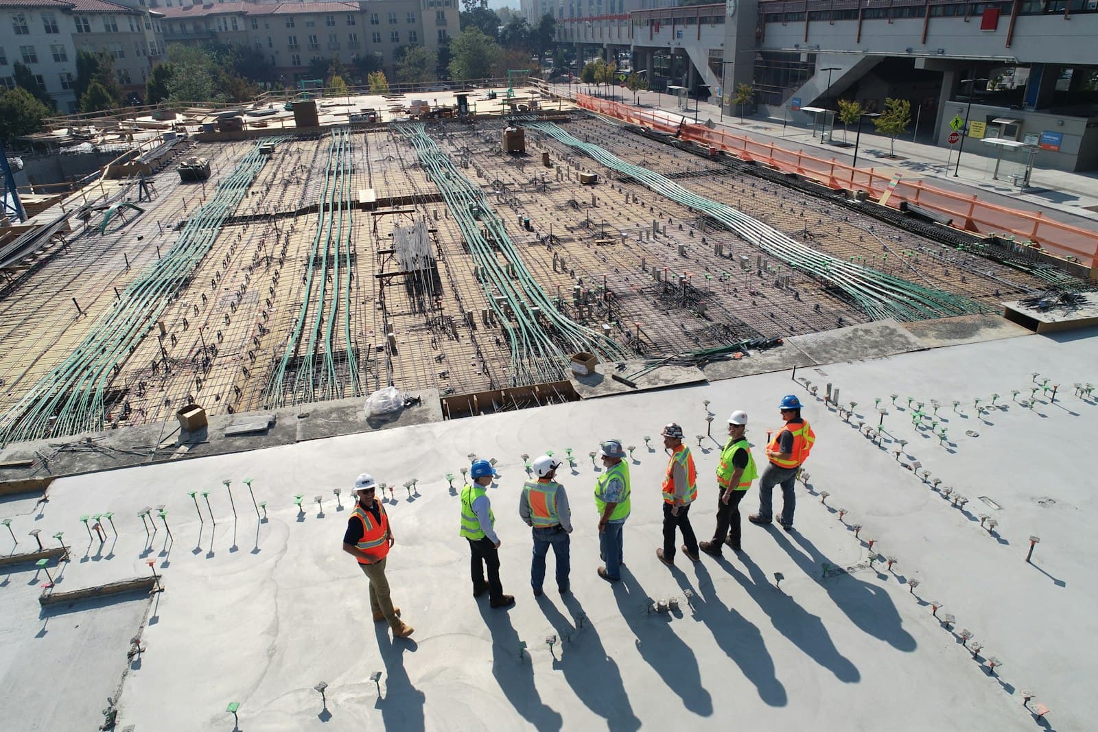 Construction site with crew on a job site